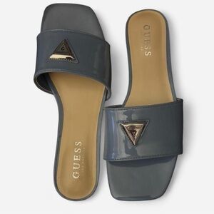 Guess Glossy Blue Mules